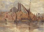 Ernest Herbert 1921 Watercolour Painting Docklands