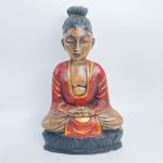 Hand Carved Wooden Buddha Statue Asian Meditation Figure 26cm Vintage
