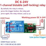 DC 6V 9V 12V 24V Flip-Flop Latch Relay Module 1 Channel Bistable Self-locking Sw