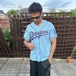 Mizuno NPB Chunichi Dragons Uniform Baseball Jersey Sky Blue Shirt Size Small S