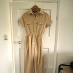 BillyBazan Women Beige Zip Front Belted Elastic Waist One-Piece Jumpsuit XS