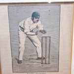 Cricket Print "At Wicket After Bowling" Hand-Coloured, Circa 1895 (Pre-1900)