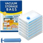 Vacuum Storage Bags 8 Pack with Hand Pump Space Saving Compression Bags