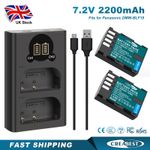 2x Battery +Charger For Panasonic Lumix DMC-GH3 GH4 GH5 DC-G9 DMW-BLF19E BLF19