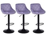 3 X MAUVE Velvet Bar stools , set of 3,   Matt Black Metal