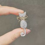 Bow Tie Crystal Cat Diamante Brooch Pin Charm Womens Girls