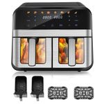 8-in-1 Air Fryer 12L Double Digital Display Rapid Healthy Cooker Dual Basket UK