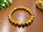 Natural Bumble Bee Jasper Bracelet Yellow Gemstone 6.5" Beaded Stretch Bracelet