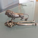 LION Metal Lion Head Nutcrackers 15cm + Art Deco Silver Tone Cast Metal LION Fig