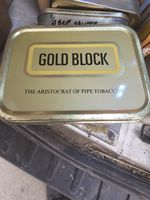 Vintage Gold Block Pipe Tobacco Tins –  50g Metal Storage Collectible