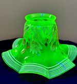 Antique Victorian Stourbridge Uranium Vaseline Glass Lamp Shade, Coralene Deco
