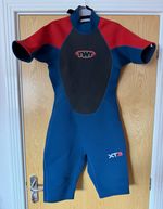 TWF XT3 Men's Shorty Wetsuit Rear Zip Blue Red Black Size MED medium M