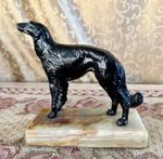 Art Deco Borzoi Russian Wolfhound Dog Austrian Cold Painted Bronze Onyx Statue