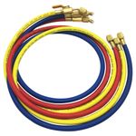 3x HVAC 1/4" SAE 600 PSI Charging Hoses W/ Shut Valve AC Refrigerant R134A R410a
