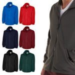 Mens Premium Thick Heavy Micro Fleece Jacket Zip Up - PLAIN ANTI PILL WARM COAT