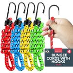 4-12 Bungee Cords 75cm Long Elastic Luggage Strap Rope with Hooks Clips Car Bike