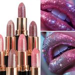 Glitter Shine Metallic Lipstick Pearl Color Changing Warm Lipstick Gold Plated