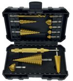 Step Drill Bit Set 12pc HSS Titanium Cone Countersink Centre Punch 1/4 Hex Saw