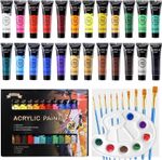 Acrylic Paint Set, 24 X 36 Ml Painting Set with 10 Brushes for Canvas, Wood, Pap