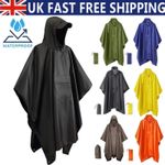 Adult Reusable Rain Poncho Waterproof Raincoat Bicycle Cover Hooded Cape Hiking