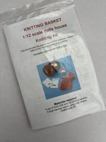 1/12th scale dolls house miniature knitting pattern kit for knitting basket