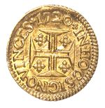 Portuguese Gold Coin 'Pinto' 400 Reis 22ct 1720 Cruzado Novo João V John IOAN 1g