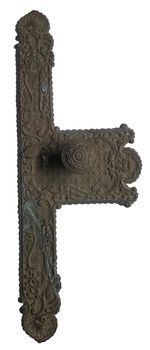 Victorian Large Cast Lock Plate Ornate Decorative Finger Door Plate c1891