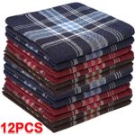 12PCS Mens Handkerchiefs Gents Square Hankies Soft Cotton Handkerchiefs Gift UK
