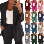 Women's 2-piece Suit Set Long Sleeve Suit Pants Casual Business Size S-5XLAA New