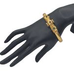 Vintage India 18K Gold Plated Bangle Bracelet • Twisted Wire Design Red & Green