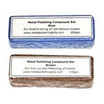 Metal Polishing Buffing Compound Bars Blue or Brown Aluminium Alloy +/- 100g