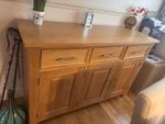 Wood Brown Sideboard 3 Drawers 3 Doors Raised Panel 137x46x90cm