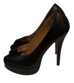 Christian Louboutin Black Peep-Toe Platform Heels