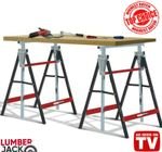 Lumberjack 2 x Folding Work Horse Trestle Saw Adjustable Height Stand 150kg Each