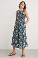 Seasalt Women's Regular Meadowsweet Sleeveless Dress Linear Leaves Maritime