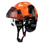 CE Safety Helmet Adjustable Vented ABS Hard Hat With Built-in Goggles Earmuffs R