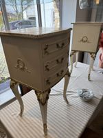 Louis XV Pair Shabby Cream Bedside Tables 1960s Vintage Original  