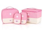 Medicine Storage Box /First Aid /Medical Kit  Bags Set Of 4pcs Foldable Pink 