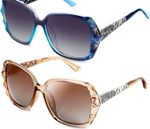 2 Pack Sunglasses for Women ANDOILT  Polarize Sparkling Composite Frame Class
