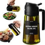 470ml Glass Olive Oil Dispenser & Sprayer 2-in-1 Cooking Bottle Black