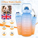 3 Pcs Motivational Sport Water Bottle With Time Marker 64oz & 32oz&10oz w/ Straw