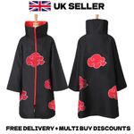 Naruto Shippuden Akatsuki Cloak Robe Itachi Anime Cosplay Costume Red Cloud Cape