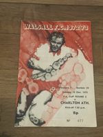 Walsall v Charlton FA Cup Programme 12th Dec 1972
