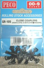 New Peco GR-105 Close Couplers Hook and eye 12 sets for wagons