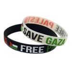 Free Palestine Black  Wristband Bracelet – Support Gaza – Unisex Rubber Band 