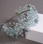 Mint Green Crystal Headband Tiara Rhinestone Bridal Hairpiece Hair Accessories