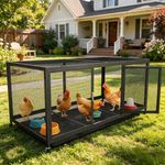 Chicken Coop Mobile Hen House Outdoor Black Poultry Cage Wheeled Nesting Box Run