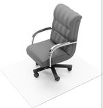 Floortex Polycarbonate chair mat, featuring instructions for safely unrolling