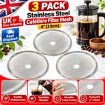 3 pcs Stainless Steel Cafetiere Filter Mesh 4" Reusable French Press Screen