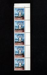 STAMPS  ZAMBIA 1968 SG 130  STRIP / BLOCK  OF 5 STAMPS MINT MNH